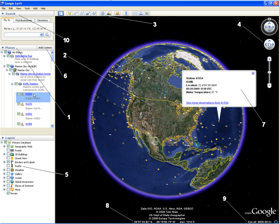 Navigating within Google Earth